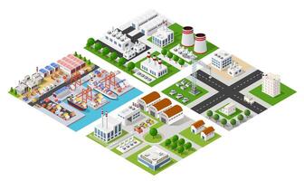 Isometric urban megalopolis top view of the city infrastructure town, street modern, real structure, architecture 3d illustration elements different buildings vector