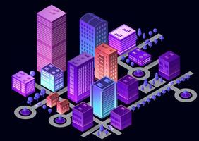 Isometric urban megalopolis top view of the city infrastructure town, street modern, real structure, architecture 3d illustration elements different buildings vector