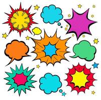 Comic speech bubbles set on a various styles of underground comix texture, stock image comic book vector