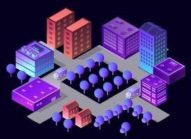 Isometric urban megalopolis top view of the city infrastructure town, street modern, real structure, architecture 3d illustration elements different buildings vector