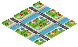 Isometric urban megalopolis top view of the city infrastructure town, street modern, real structure, architecture 3d illustration elements different buildings vector