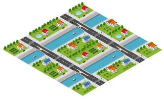 Isometric urban megalopolis top view of the city infrastructure town, street modern, real structure, architecture 3d illustration elements different buildings vector