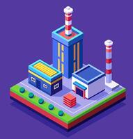 Isometric urban megalopolis top view of the city infrastructure town, street modern, real structure, architecture 3d illustration elements different buildings vector