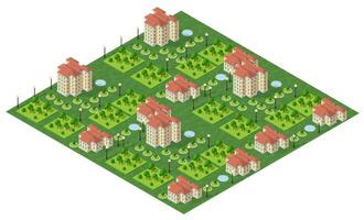 Isometric urban megalopolis top view of the city infrastructure town, street modern, real structure, architecture 3d illustration elements different buildings vector