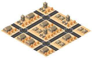 Isometric urban megalopolis top view of the city infrastructure town, street modern, real structure, architecture 3d illustration elements different buildings vector