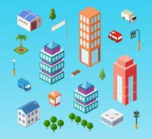 Isometric urban megalopolis top view of the city infrastructure town, street modern, real structure, architecture 3d illustration elements different buildings vector