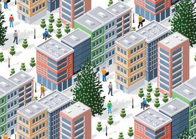 Isometric urban megalopolis top view of the city infrastructure town, street modern, real structure, architecture 3d illustration elements different buildings vector