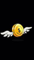 Cartoon Coin Flying With Wings Vertical On Alpha Channel video