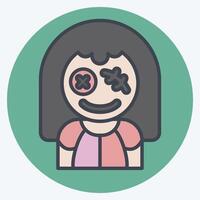 Icon Cursed Doll. related to Halloween symbol. color mate style. simple design illustration vector