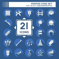 Icon Set Parade. related to Festival symbol. long shadow style. simple design illustration vector