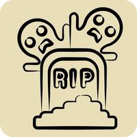 Icon Tomb. related to Halloween symbol. hand drawn style. simple design illustration vector