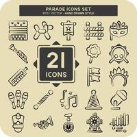 Icon Set Parade. related to Festival symbol. hand drawn style. simple design illustration vector