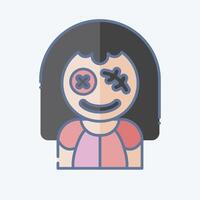 Icon Cursed Doll. related to Halloween symbol. doodle style. simple design illustration vector