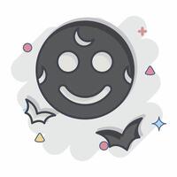 Icon Full Moon. related to Halloween symbol. comic style. simple design illustration vector