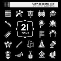 Icon Set Parade. related to Festival symbol. glossy style. simple design illustration vector