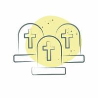 Icon Graveyard. related to Halloween symbol. Color Spot Style. simple design illustration vector