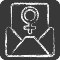 Icon Mail. related to Woman Day symbol. chalk Style. simple design illustration vector