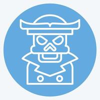 Icon Pirate Skeleton. related to Halloween symbol. blue eyes style. simple design illustration vector