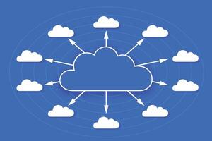 nube informática, ciber tecnología fondo, Internet datos almacenamiento, base de datos y móvil servidor concepto, nube informática red con Internet iconos ilustración vector