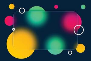 3d creative glassmorphism background design. Transparent round glass disk with colorful geometric spheres. Suitable for business presentation. vector