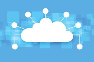 Cloud storage. A digital service or application that transfers data to a server or hosting service. Data transfer protection and data center connection network. Web-based cloud. illustration vector