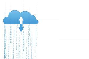 nube almacenamiento. un digital Servicio o solicitud ese transferencias datos a un servidor o hospedaje servicio. datos transferir proteccion y datos centrar conexión red. basado en web nube. ilustración vector