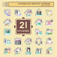 Sticker Set Remote Working. related to Technology symbol. simple design illustration vector