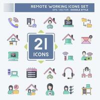 Icon Set Remote Working. related to Technology symbol. doodle style. simple design illustration vector