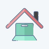 Icon Online Works. related to Remote Working symbol. doodle style. simple design illustration vector