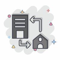 Icon Connection Office. related to Remote Working symbol. comic style. simple design illustration vector