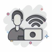 Icon Remote Working Office. related to Remote Working symbol. comic style. simple design illustration vector