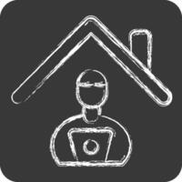 Icon Stay at Remote Working. related to Remote Working symbol. chalk Style. simple design illustration vector