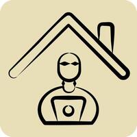 Icon Stay at Remote Working. related to Remote Working symbol. hand drawn style. simple design illustration vector