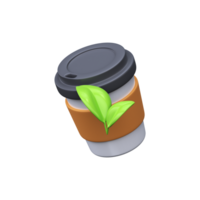 3d Reusable coffee cup. Recycling and use of environmentally friendly materials png