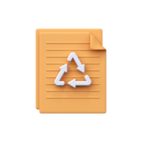 3d paper recycling icon. Paper with recycling sign png