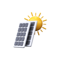 Renewable green energy. 3d solar panels with sun png