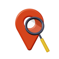 Location tracking, track map. Location search icon. 3d render png