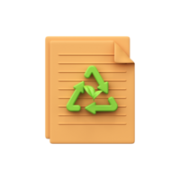 Reuse paper or paper recycling. 3d environmental care icon png