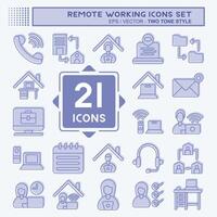 Icon Set Remote Working. related to Technology symbol. two tone style. simple design illustration vector