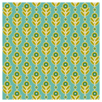 Retro Modern Abstract Gold And Green Vintage Flowers And Leaves Pattern png