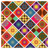 rétro années soixante coloré bohémien hippie mandala patchwork modèle png