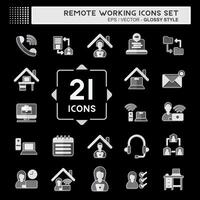 Icon Set Remote Working. related to Technology symbol. glossy style. simple design illustration vector