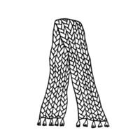 Knitted scarf doodle Hand drawn winter accessories Single design element for card, print, design, decor vector