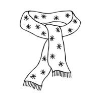 Knitted scarf doodle Hand drawn winter accessories Single design element for card, print, design, decor vector