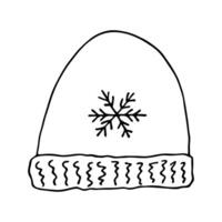 Winter cap doodle Hand drawn winter accessories Single design element for card, print, design, decor vector