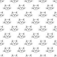 Seamless pattern with cat muzzle doodle for decorative print, wrapping paper, greeting cards, wallpaper and fabric vector