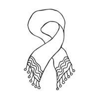 Knitted scarf doodle Hand drawn winter accessories Single design element for card, print, design, decor vector