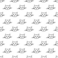 Seamless pattern with cat muzzle doodle for decorative print, wrapping paper, greeting cards, wallpaper and fabric vector