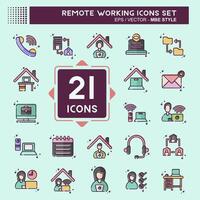 Icon Set Remote Working. related to Technology symbol. MBE style. simple design illustration vector