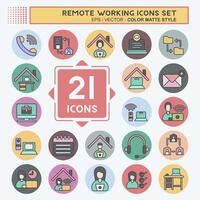 Icon Set Remote Working. related to Technology symbol. color mate style. simple design illustration vector